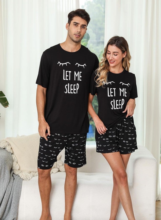 EISHOPEER Mens Pajamas 2 Piece Lounge Sets Printed Matching Outfits Shorts Sleep Set Sleepwear Loungewear Black XX-Large - Image 5